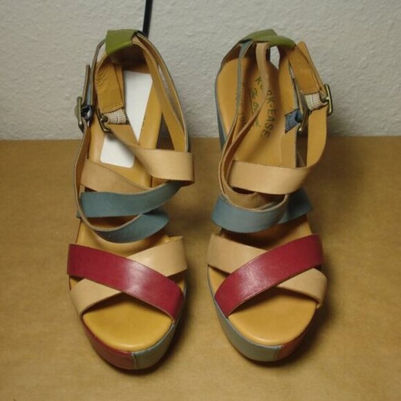 KORK-EASE Sandals Women's Size 7 Red Blue Hailey Wedge Platform K27033 - Picture 2 of 12